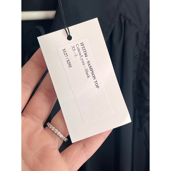 Inclan Studio Sampson Cotton-Lycra Long Sleeve Blouse Black Women's Size M NWT - Picture 5 of 10